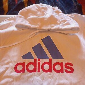 Adidas Big Logo Spell Out Adult Medium Hoodie Red White Blue Worn Once